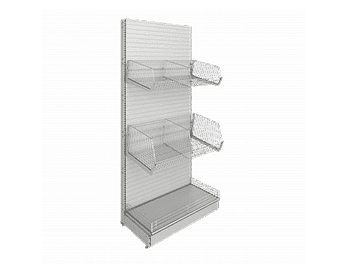 Стеллаж пристенный с навесными корзинами