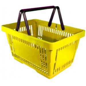 Корзина покупательская пластиковая SBP20-YE, 20л, желтая, две ручки
