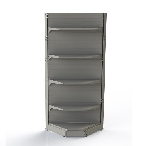 Стеллаж Нордика (50) прист. угловой внутр. х500х2250, полка 400 - 2 шт., 300 - 2 шт., ценники