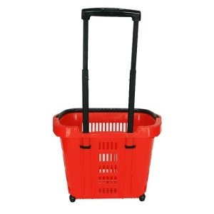 Корзина-тележка на колесах пластиковая PBT34-RD, 34л. красная