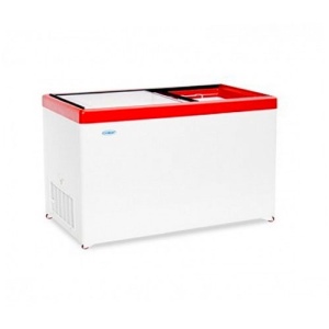 Ларь морозильный МЛП-400 красный (прямое стекло, 378 л.)