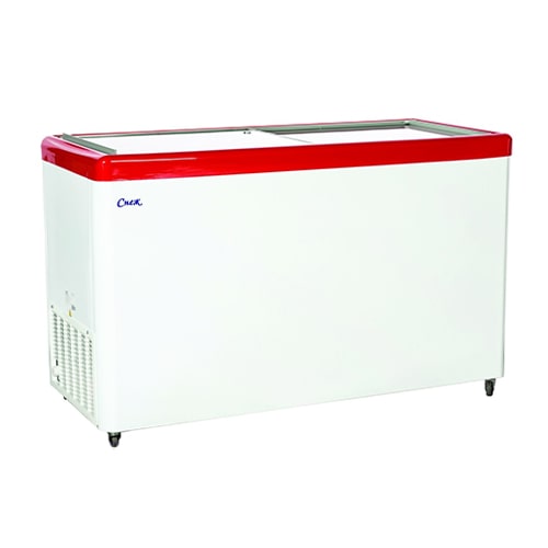 Ларь морозильный МЛП-500 красный (прямое стекло, 448 л.)