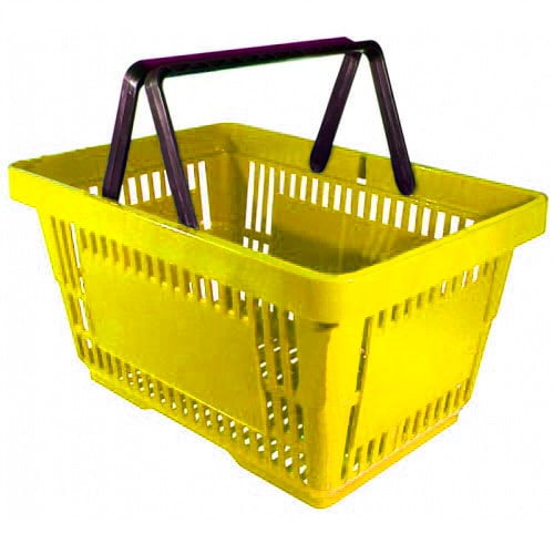 Корзина покупательская пластиковая SBP20-YE, 20л, желтая, две ручки